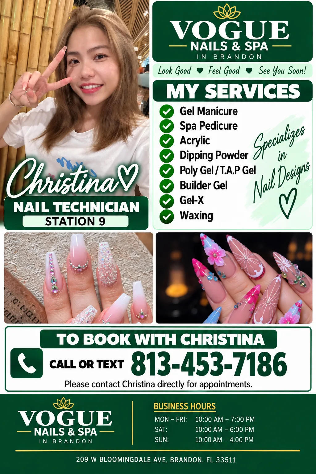 CHRISTINA Specializes in Nail Designs